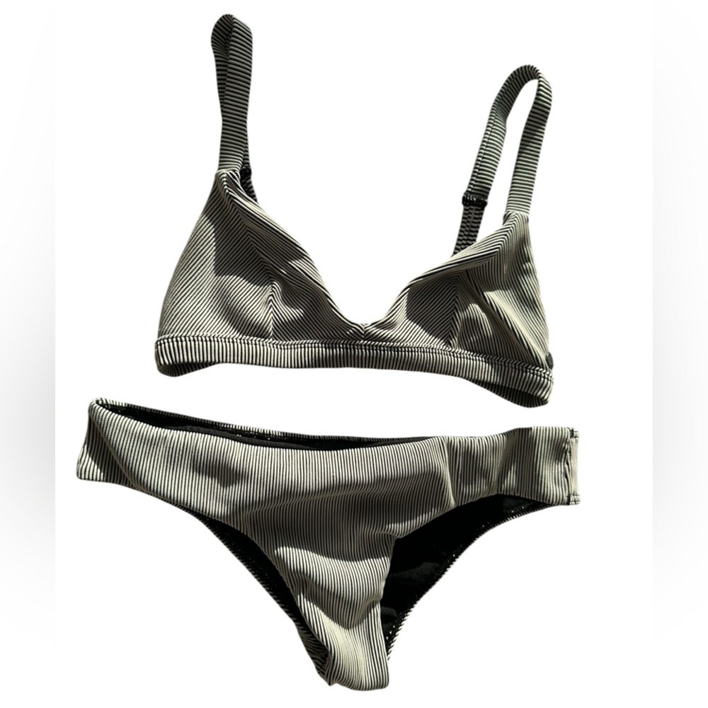 Billabong Black and White Striped Bikini